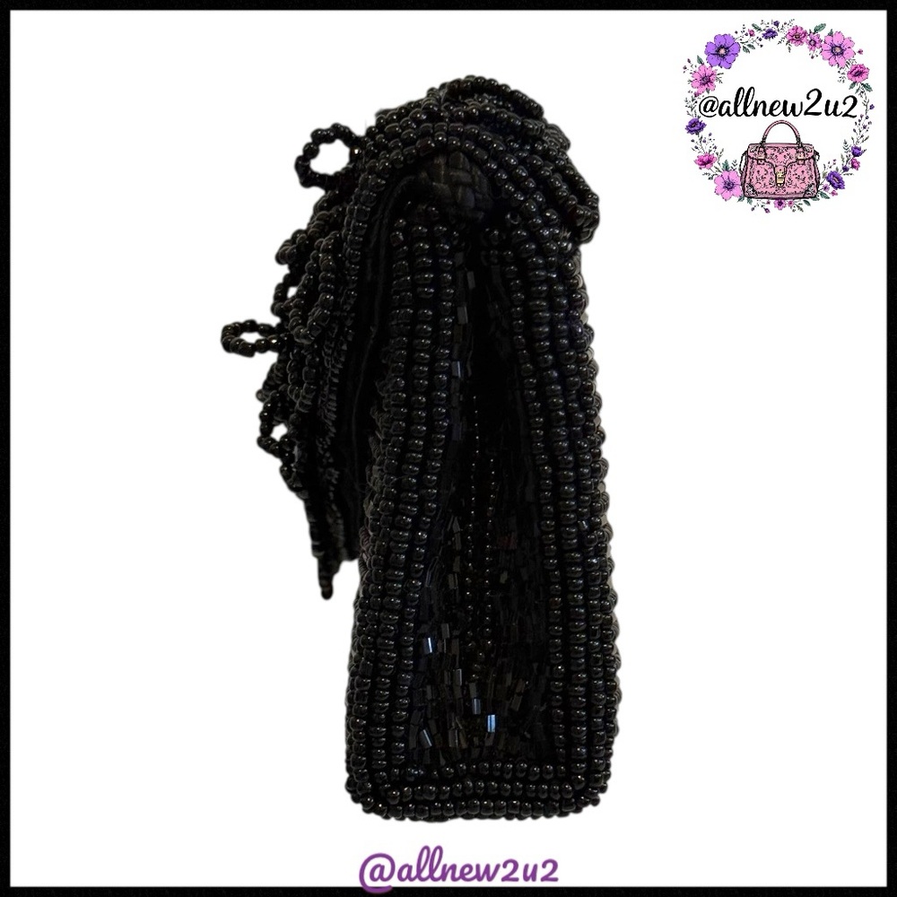 Beaded Sequin Evening Special Occasion Clutch Handbag with Shoulder Strap - Picture 6 of 12